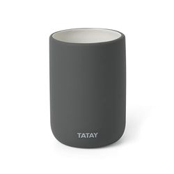 TATAY Mjuk tandborste och tandkräm, keramisk matt finish, BPA-fri, Antracitgrå. Mått: 7,4 x 7,4 x 10,5 cm