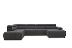DOMO. collection Brandon - Sofá con Respaldo y Ajuste de Profundidad del Asiento en Forma de U, tapizado 359 x 228 x 80 cm, Color Gris Oscuro, Dark Grey