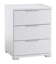 Stella Trading Mesa de cabeceira universal em branco, moderna, com 3 gavetas, para a sua cama com somier, 46 x 61 x 42 cm (largura x altura x fundo)