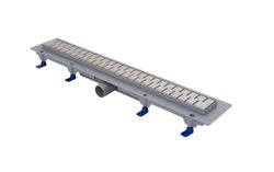 LIV ENERGY, CORNICE IN PLASTICA – Griglia da 750 mm, scarico da 40 mm, altezza 65 mm (regolabile da 65 a 87 mm), cornice da 15 mm, portata di 35–38 l/min (EN 1253-2), capacità di carico K3 (300 kg).
