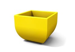 Kloris Moderne vierkante vaas Middellandse Zee, glad, 50 x 50 cm, hoogte 42 cm, kleur geel, Made in Italy