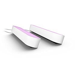 Philips Hue Play Light Bar vit 2-pack, med strömkontakt: bordslampa, LED-modul, Philips Hue White and Color, Hue Sync, trådlös, kompatibel med Amazon Alexa (Echo Dot), Google Home Assistant och Siri