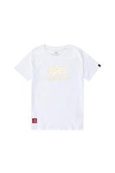 ALPHA INDUSTRIES Basic T Foil Print kinder-/tienerbroek, wit/geel goud, 10 uniseks kinderen, wit/geel/goud