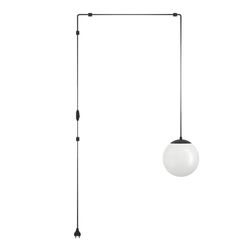EGLO Rondo 3 - Lampada a sospensione, portalampada con cavo e spina, lampadario per tavolo da pranzo, per sala da pranzo, in metallo nero e vetro bianco, attacco E27