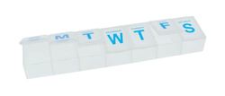 Weekly Pill Organiser Box, 7 Day Medication Dispenser, 23 x 5 x 3 cm, Clear