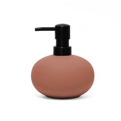 Douceur d'Intérieur, Distributeur Savon (Diamètre 11.2 x 12.8 cm) Mambo Terracotta, Grès Soft Touch