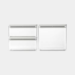 Brabantia Tasty+ Lot de 3 boîtes empilables 2 x 1,5 l et 1 x 3,5 l Gris clair