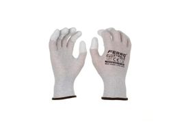 Guantes Trabajo Ligero Dedos Reforzados 1121X Poliester Transpirable Gris 12 Juegos Talla L