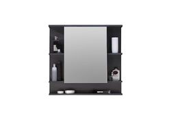 trendteam smart living Armário com espelho para casa de banho Tetis, 72 x 76 x 20 cm, com corpo em grafite (cinzento escuro) e frente branca, com abundante espaço de armazenamento