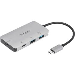 Targus USB-C Multi-Port Hub with 2x USB-A and 2x USB-C Ports with 100W PD Pass-Thru, Gray (ACH228EU)