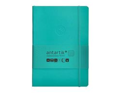 Antartik Notitieboek met elastiek, wit deksel, A5 vellen, vierkant, turquoise, 80 vellen, 80 vellen, FSC