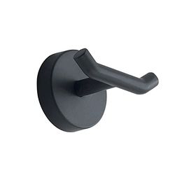 Gedy Osaka - Perchero doble, acabado negro, medidas 5 x 7 x 4,6 cm, toallero de cromo, acero inoxidable y recipientes de cristal satinado, 10 años de garantía, diseño I+D, único
