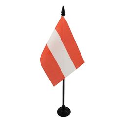 AZ FLAG - Drapeau De Table Autriche - 15x10 cm - Mini Drapeau Autrichien De Bureau 100% Polyester Avec Hampe De 25cm Et Socle En Plastique Noir