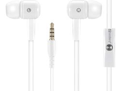 Sandberg Speak'n Go in-Earset Headset | Écouteurs filaires avec Microphone | Mains Libres | Bouton Refuser et répondre | Casque léger | Fiche Mini-Jack 3,5 mm | Écouteurs Intra-Auriculaires Blancs