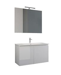 Mama Store ATENA2 80, Mobile 2 ante 80 cm, Bianco Lucido Laccato, L. 81 X P. 47 X H. 53 CM