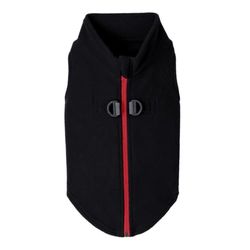 Gooby - Suéter de Forro Polar con Cremallera para Perro, Chaqueta de Forro Polar cálido con Anilla Doble para Correa, suéter de Invierno para Perros pequeños y medianos, Negro, S