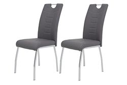Set van 2 eetkamerstoelen Andrea, bekleding kunstleer grijs, rond onderstel chroom, 100x43x64 cm