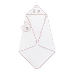 Set Capa de baño bebé Cometa blanco y rosa con babero