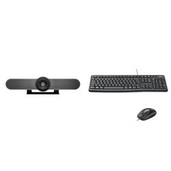 Logitech MeetUp Video Conferencing System, Ultra HD 4K/1080p/720p- Black, 4K & MK120 Wired Keyboard and Mouse Combo, Optical Wired Mouse, USB Plug-and-Play, Black