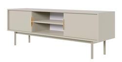 Selsey TV-meubel staand, tv-kast met poten, 2 deuren, 2 vakken, met goudkleurige handgrepen, 154 x 53,5 cm, beige, grijs, Viviaro
