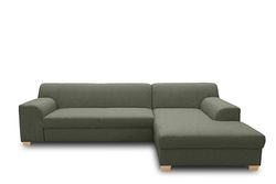 DOMO. collection Tinos Forma angolare con Funzione Letto, Poliestere Angolo Dormire, Divano L Tessuto Metallo Legno, Verde, 273 x 157 cm