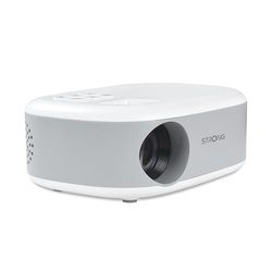STRONG - Mini proiettore N1 - Risoluzione HD 720p compatibile Full HD 1080p - 120 ANSI Lumens - Distanza di proiezione da 0,9 a 6,2 m - Connettività HDMI/USB/AV + Uscita audio - Bianco