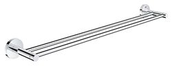 GROHE QuickFix Start, portasciugamani doppio metallo, fissaggio nascosto, viti e tasselli inclusi, facile da montare, misura 654 mm, Cromo, 41203000