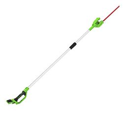 Greenworks G24PH51 Cortasetos Pértiga a Batería con Eje Divisible, Cuchillas Doble Acción 51 cm, Cortes 18 mm, Pivote Cabezal de 125°, 1500 spm SIN Batería 24 V ni Cargador