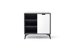 Robas Lund Buffet Haut Blanc Gris, Salon avec Porte tournable 180°, Armoire LxHxP 93x92x40 cm