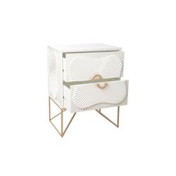 Romimex Aparador Blanco Dorado Metal Madera MDF 48 x 64 x 35 cm