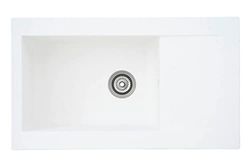 Respekta lavello da cucina Denver in mineralite color bianco / Lavello da incasso con 1 vasca, dimensioni 86 x 50 cm / Lavello adatto per mobili sottolavello da 60 cm di larghezza