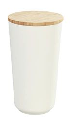 WENKO Tarro de almacenamiento Plaia 750 ml, lata de almacenamiento de color crema con tapa de bambú y anillo de silicona, cierre hermético, apto para el lavavajillas, sin BPA, Ø 10,5 x 18,5 cm