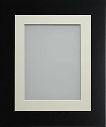 Frame Company Watson Matte Black Picture Photo Frame fitted with Perspex, 9x7 inch with Ivory Mount for image size 7x5 inch