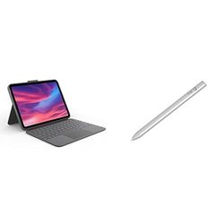 Logitech Combo Touch-toetsenbordcase voor iPad (10e generatie en A16) afneembaar toetsenbord en Logitech Crayon (USB-C) digitaal potlood alle iPads(releases van 2018 en later), US INT'L - Grijs