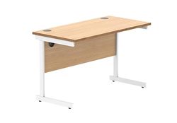 Office Hippo Essentials rectangulaire avec Gestion des Ports de câble d'ordinateur pour Le Lieu de Travail ou la Maison, Bureau à Domicile, Cadre Blanc en hêtre norvégien, W120 x D60 x H73cm
