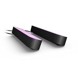 Philips Hue Play Light Bar svart 2-pack, med strömkontakt: bordslampa, LED-modul, Philips Hue White and Color, Zigbee, Hue Sync, trådlös, kompatibel med Amazon Alexa, Google Home Assistant och Siri