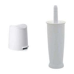 TATAY Standard Bathroom Pedal Bin, 3L, Polypropylene, White & Addis Closed Toilet Brush Set, Plastic, White, 12.5 x 12.5 x 39 cm, 510284