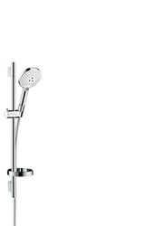 hansgrohe Raindance Select S Set doccia 120 3 getti con asta doccia 65 cm e portasapone, bianco/cromo, 26630400