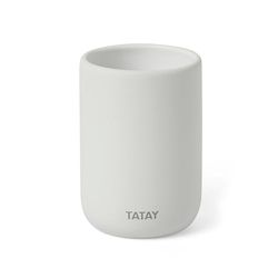 TATAY Bicchiere per spazzolino da denti e dentifricio morbido, in ceramica opaca, senza BPA, bianco. Dimensioni: 7,4 x 7,4 x 10,5 cm