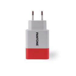 Celly, Caricabatterie da Rete Pantone, Carica Fino a 2 Dispositivi, con 1 Porta USB-A e 1 Porta USB-C e Tecnologia Power Delivery, Compatibilità Universale, Ricarica Sicura e Veloce, Rosso