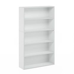 Furinno Pasir 5-poziomowy regał na książki, regał na książki, szerokość 79,6 cm, biały