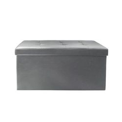 The Home Deco Factory hd3404 wysokiej jakości ławka składana PU M2 poliuretan 76 x 37,5 x 37,5 cm, szara, 76 x 37,5 x 37,5 cm