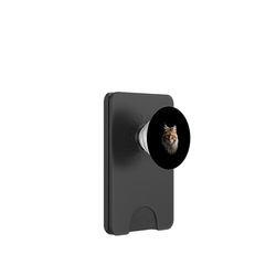 Arte facial realista de gato siberiano negro PopSockets PopWallet para MagSafe