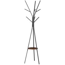 HOMCOM Porte-manteau trépied design contemporain branches étagère + 9 patères dim. 45L x 45l x 180H cm métal marron