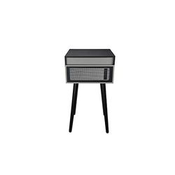 Halterrego vinylplaat met 4 afneembare houten poten en geïntegreerde HP, RMS 2 x 5 W, RCA Out, Aux in en hoofdtelefoonaansluiting, BT in/uit, lec en enrg USB, grijs