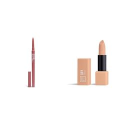 3INA MAKEUP - The Automatic Lip Pencil 503 + The Lipstick 501 - Perfilador de Labios Nude Retráctil Waterproof + Labial Beige Clásico Cremosocon con Vitamina E y Manteca de Karité- Vegan -Cruelty Free