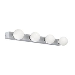 Eglo Applique murale intérieure Guanal, luminaire d'intérieur long à 4 lampes, lampe miroir maquillage, aluminium et acier aspect chromé, douille E27