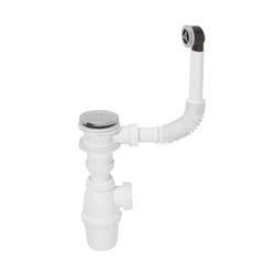 Wirquin 30723316 30723101-Juego Completo de desagüe para Lavabo con válvula de Acero Inoxidable y desbordamiento, Blanco
