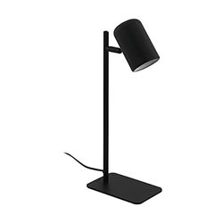 EGLO Lampe de chevet LED Ceppino, lampe de table minimaliste, lampe de bureau et de lecture en métal noir, luminaire avec interrupteur, douille GU10