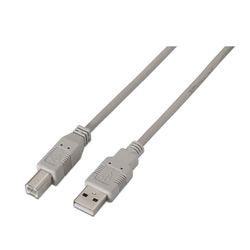 Câble USB 2.0 type AM-BM, 3 m de long, beige, idéal pour imprimantes et appareils compatibles.
